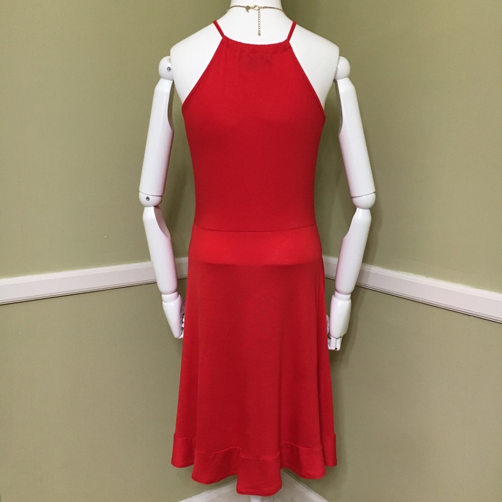 JW Sleeveless Wrap Red Ruffle Dress, sz L - Picture 6 of 8